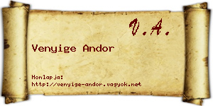 Venyige Andor névjegykártya